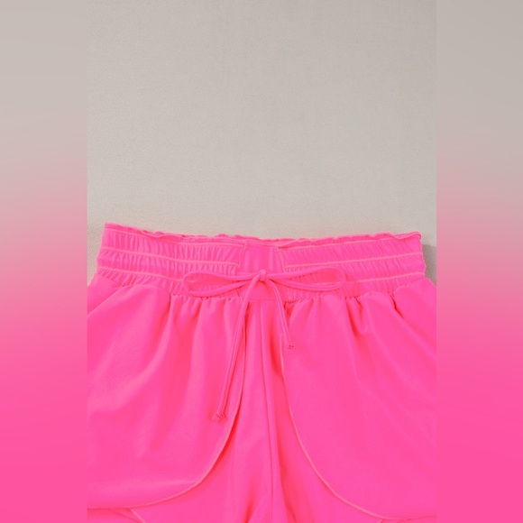 Bright Pink Frilly High Waist Petal Wrap Athletic/Swim Shorts NWT - Picture 4 of 8